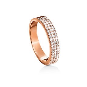 Fashionably Silver Essentials Rose Gold Plated Three Row Band Ring-